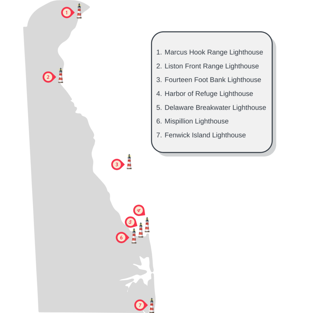 Delaware Lighthouse Map